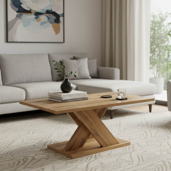 Τραπέζι σαλονιού Solange pakoworld χρώμα sonoma 110x55x47.5εκ