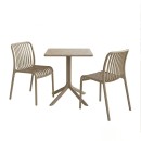 Τραπεζαρία Groovy Zoi pakoworld σετ 3τεμ cappuccino PP 60x60x76εκ