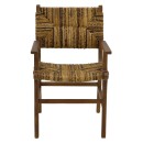 Πολυθρόνα Refane pakoworld φυσικό teak ξύλο-ψάθα 55x60x85εκ
