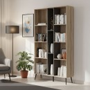 Βιβλιοθήκη Zezan pakoworld σε sonoma-ανθρακί απόχρωση 114x30x200.5εκ