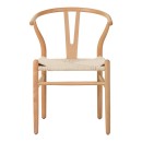 Καρέκλα Wishbone pakoworld rubberwood-σχοινί σε φυσική απόχρωση 53.5x57x74εκ