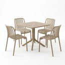 Τραπεζαρία Zoi Groovy pakoworld σετ 5τεμ cappuccino PP 80x80x74εκ