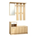 Έπιπλο εισόδου Jentia pakoworld  με καθρέπτη sonoma με λευκό MDF 100x24x186εκ