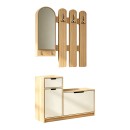 Έπιπλο εισόδου Kenty pakoworld  με καθρέπτη sonoma με λευκό MDF 100x28x110εκ