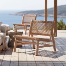 Πολυθρόνα Wanderlene pakoworld σκελετός teak ξύλο με σχοινί σε φυσική απόχρωση 67x79x68εκ
