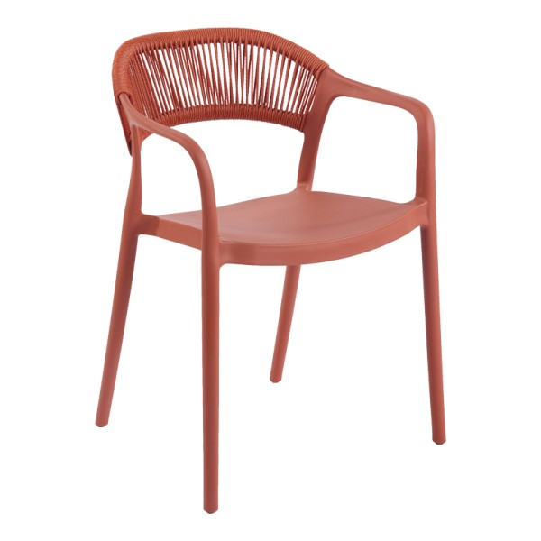 Πολυθρόνα Ankara pakoworld στοιβαζόμενη pp-pe rattan σε terracotta απόχρωση 54x55.5x77εκ
