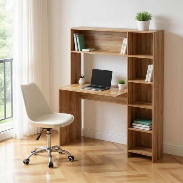 Γραφείο με βιβλιοθήκη Janson pakoworld oak 113.2x40x141.8εκ
