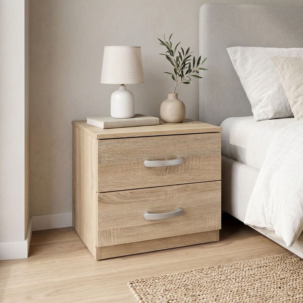 Κομοδίνο Athos pakoworld σε sonoma απόχρωση 48x40x41.5εκ