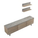 Σύνθετο σαλονιού Kasia pakoworld μπεζ μαρμάρου-sonoma 180x35x48.5εκ