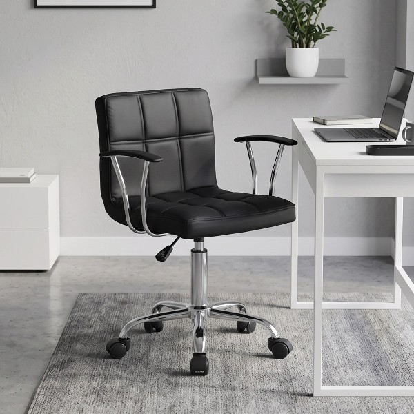 Καρέκλα γραφείου Buleco pakoworld pu σε μαύρη απόχρωση 56x46x74-86εκ