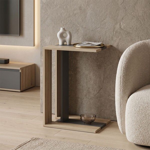 Βοηθητικό τραπέζι Muju pakoworld sonoma- ανθρακί  30x40x55εκ