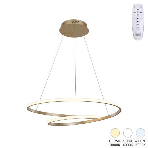 Φωτιστικό οροφής Rexon pakoworld led μέταλλο χρυσό Φ49x12εκ