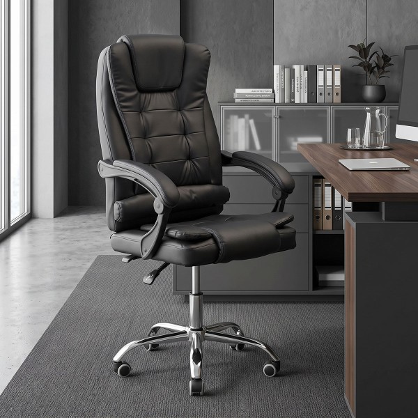 Καρέκλα γραφείου διευθυντή Toronsi pakoworld μαύρο pu 60x68x128εκ
