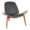 Πολυθρόνα Vilma pakoworld PU μαύρο- plywood καρυδί 90x76.5x74.5εκ