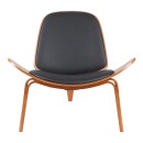 Πολυθρόνα Vilma pakoworld PU μαύρο- plywood καρυδί 90x76.5x74.5εκ