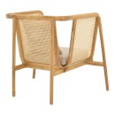 Πολυθρόνα Jenta pakoworld teak ξύλο με rattan σε φυσική απόχρωση και μπεζ μαξιλάρι 72x67x92εκ