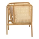 Πολυθρόνα Jenta pakoworld teak ξύλο με rattan σε φυσική απόχρωση και μπεζ μαξιλάρι 72x67x92εκ