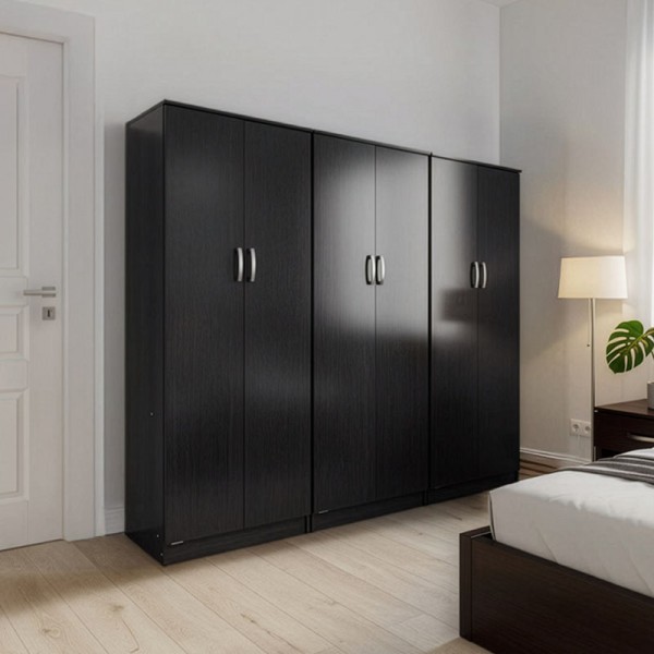 Ντουλάπα εξάφυλλη Athos pakoworld wenge 240x42x180εκ