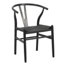Καρέκλα Wishbone pakoworld rubberwood-σχοινί σε μαύρη απόχρωση 53.5x57x74εκ