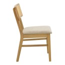 Καρέκλα Raffles pakoworld rubberwood με pe rattan και γκρι μπεζ ύφασμα 47x48x83.5εκ | Συσκευασία 2 τμχ