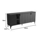 Μπουφές Riba pakoworld καρυδί-μαύρη όψη μαρμάρου 180x40x78εκ