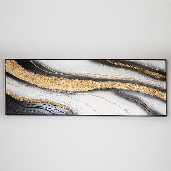 ΠΙΝΑΚΑΣ ΚΑΜΒΑΣ ΜΑΥΡΟΣ - ΛΕΥΚΟΣ - ΧΡΥΣΟΣ 52x152x4.5cm
