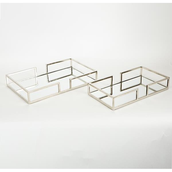 S/2 ΔΙΣΚΟΣ ΜΕΤΑΛΛΙΚΟΣ ΜΕ ΚΑΘΡΕΦΤΗ ΑΣΗΜΙ 40x25x6cm / 35.5x19.5x6cm