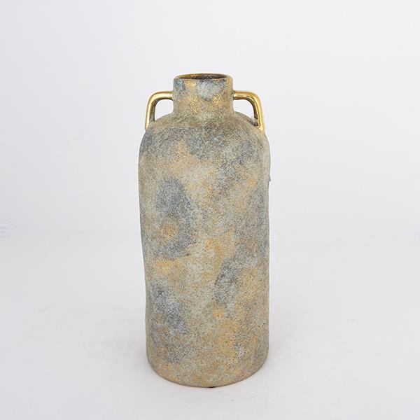 ΒΑΖΟ ΚΕΡΑΜΙΚΟ ΓΚΡΙ - ΧΡΥΣΟ 13.5x13.5x30cm