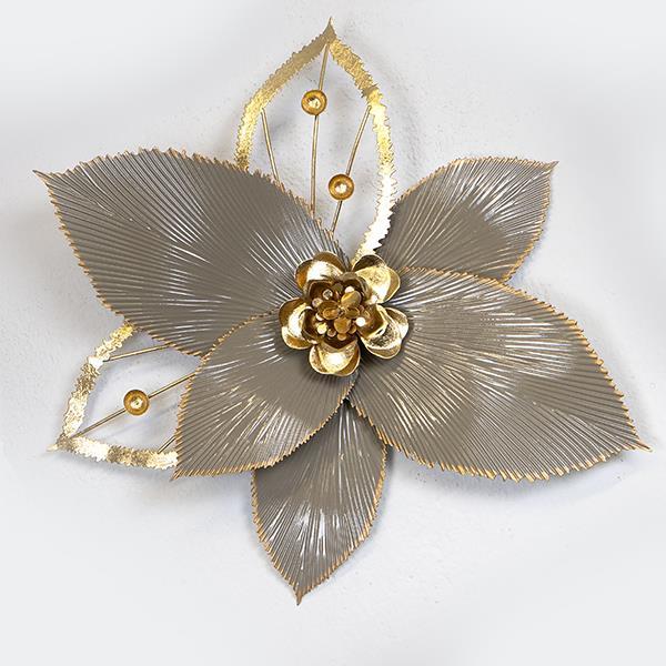 ΔΙΑΚΟΣΜΗΤΙΚΟ ΤΟΙΧΟΥ ΛΟΥΛΟΥΔΙ ΜΕΤΑΛΛΙΚΟ ΧΡΥΣΟ - ΓΚΡΙ 44.5x6x40.5cm