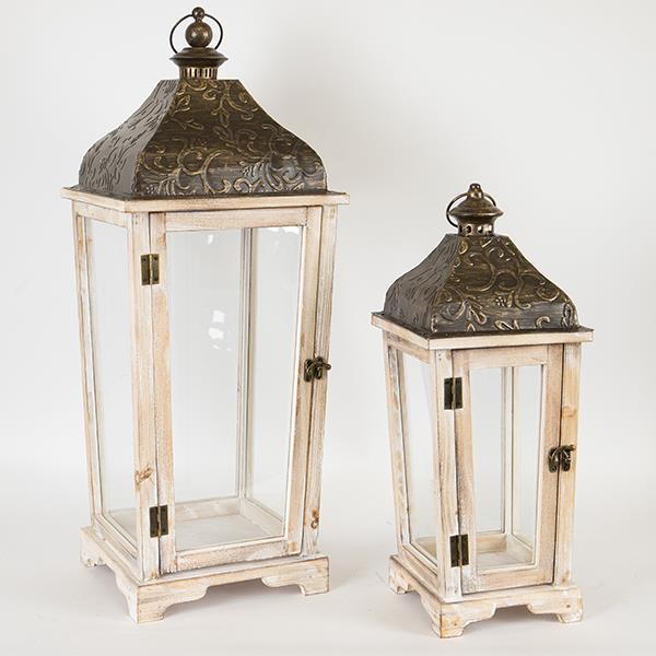 S/2 ΦΑΝΑΡΙΑ ΜΕΤΑΛΛΙΚΑ - ΞΥΛΙΝΑ ΚΑΦΕ 20x20x47cm/27.5x27.5cm/x69cm