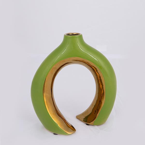 ΒΑΖΟ, ΚΕΡΑΜΙΚΟ, ΠΡΑΣΙΝΟ-ΧΡΥΣΟ, 16.5x7.2x18.5cm (Συσκευασία 2 τεμαχίων)