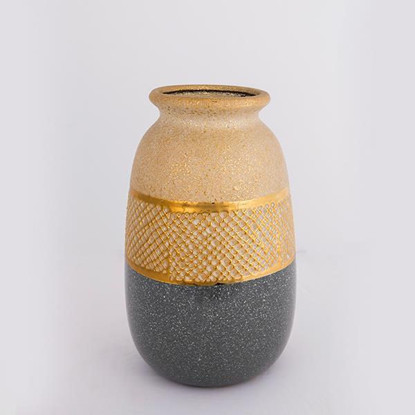 ΒΑΖΟ, ΚΕΡΑΜΙΚΟ, ΧΡΥΣΟ & ΓΚΡΙ, 15.5x15.5x25.5cm