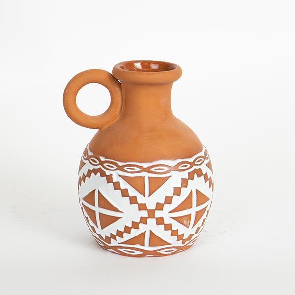 ΒΑΖΟ, ΚΕΡΑΜΙΚΟ, ΤΕΡΑΚΟΤΑ & ΑΣΠΡΟ, 13.1x13.1x17.7cm (Συσκευασία 2 τεμαχίων)