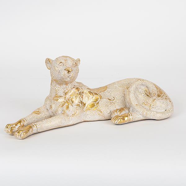 ΛΕΟΠΑΡΔΑΛΗ  ΠΟΛΥΡΕΣΙΝ ΛΕΥΚΗ - ΧΡΥΣΟΗ  32.5x12,8x12cm
