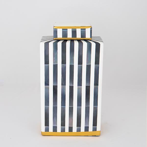 ΒΑΖΟ ΜΕ ΚΑΠΑΚΙ, ΚΕΡΑΜΙΚΟ, ΜΠΛΕ & ΜΑΥΡΟ,14.5x12.5x35.5cm