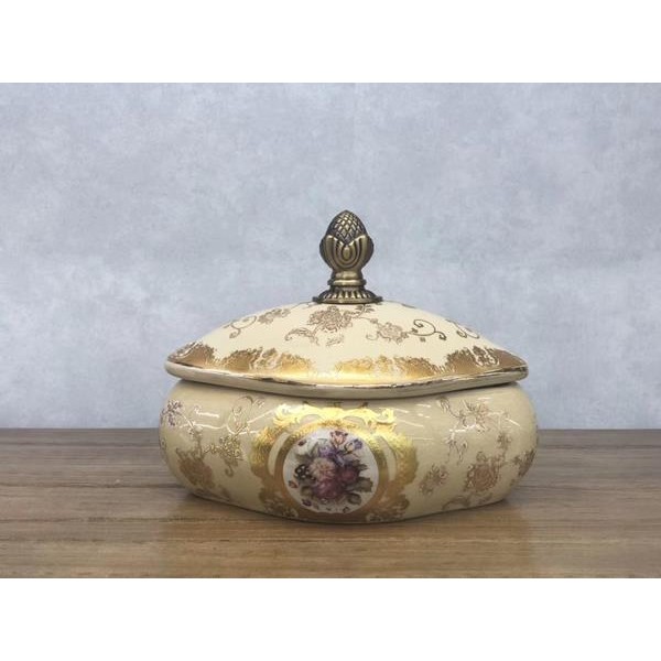 ΦΟΝΤΑΝΙΕΡΑ ΠΟΡΣΕΛΑΝΙΝΗ ΜΠΕΖ - ΧΡΥΣΗ 18x14x14cm
