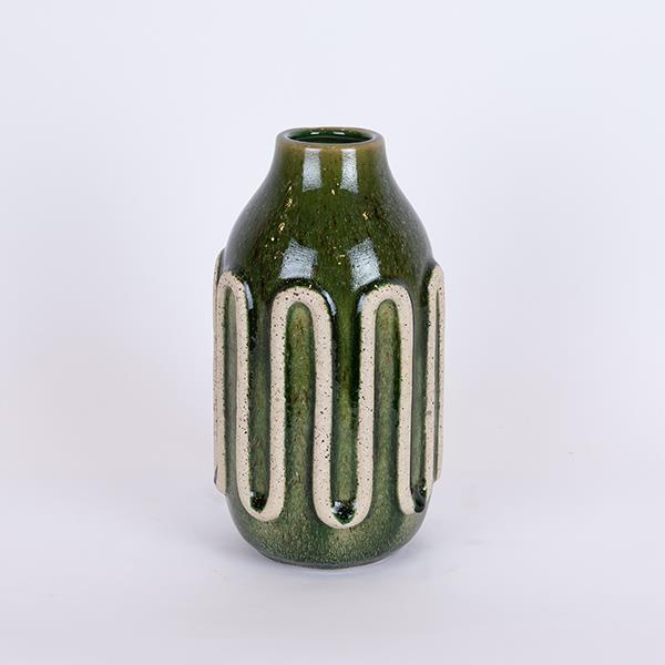 ΒΑΖΟ, ΚΕΡΑΜΙΚΟ,ΠΡΑΣΙΝΟ- ΜΠΕΖ, 13x13x24cm
