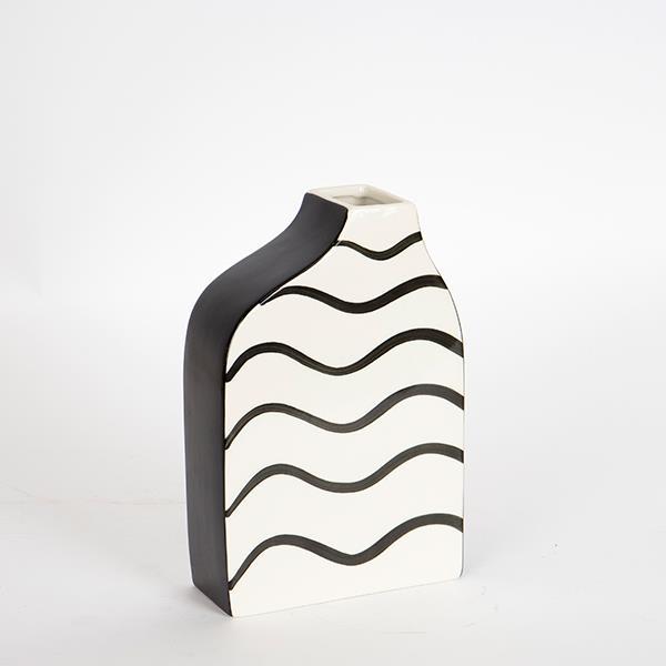 ΒΑΖΟ ΚΕΡΑΜΙΚΟ ΜΑΥΡΟ - ΛΕΥΚΟ 15x6x23cm (Συσκευασία 2 τεμαχίων)