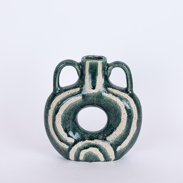 ΒΑΖΟ, ΚΕΡΑΜΙΚΟ,ΠΡΑΣΙΝΟ  ΣΚΟΥΡΟ- ΜΠΕΖ, 21.7x7x24cm