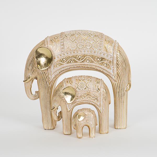 S/3 ΕΛΕΦΑΝΤEΣΧΡΥΣΟΙ 23.5x8x21.5cm/12.5x6x12cm/5x3.5x6cm (Συσκευασία 2 τεμαχίων)