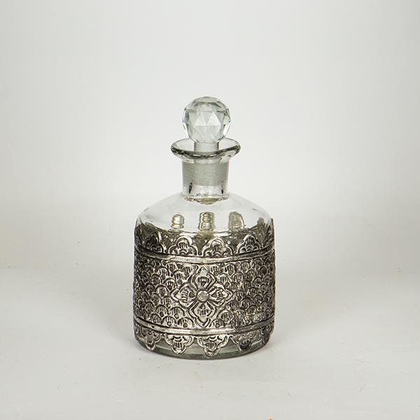 ΚΑΡΑΦΑ ΓΥΑΛΙΝΗ - ΜΕΤΑΛΛΙΚΗ ΑΣΗΜΙ 18x9cm