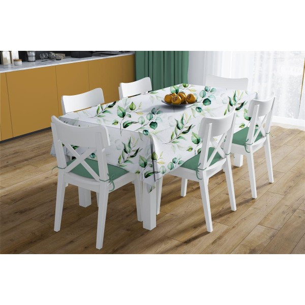 Τραπεζομάντηλο Polycotton Αλέκιαστο 140x180εκ. Green Leaves 462 White-Green DimCol