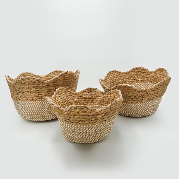 S/3 ΚΑΛΑΘΙΑ, ΨΑΘΙΝΑ, ΚΑΦΕ-ΜΠΕΖ, 25x13/30x19/34x22εκ (Συσκευασία 2 τεμαχίων)