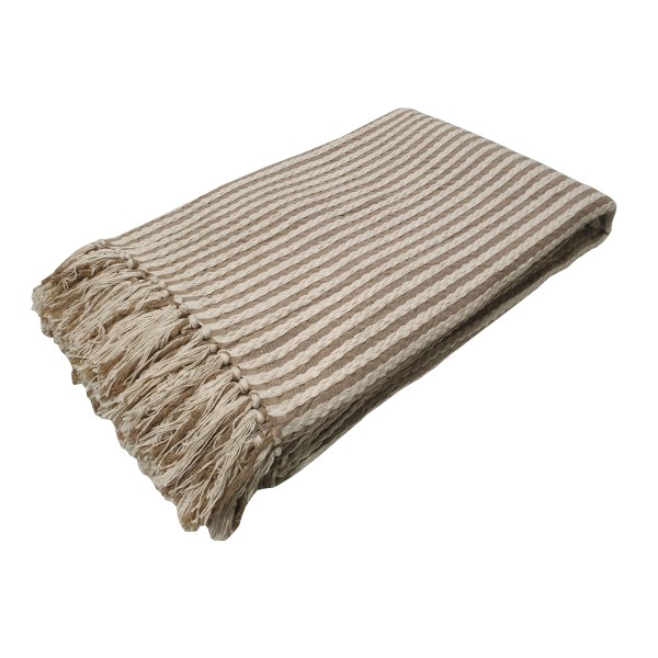 Ριχτάρι Υφαντό Polycotton Διθέσιος 180x250εκ. Natural-Beige Komvos Home 7012064-2