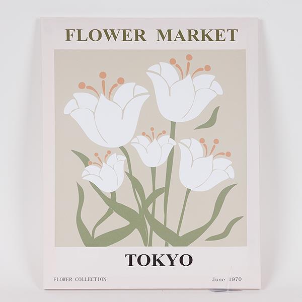 ΠΙΝΑΚΑΣ ΚΑΜΒΑΣ FLOWER MARKET TOKYO ΛΕΥΚΟΣ - ΠΡΑΣΙΝΟΣ 40x50cm (Συσκευασία 3 τεμαχίων)