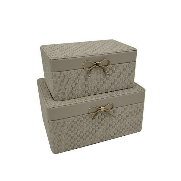 S/2 ΔΙΑΚΟΣΜΗΤΙΚΑ ΚΟΥΤΙΑ ΞΥΛΙΝΑ ΓΚΡΙ 22x16x12cm/ 20x12x9.5cm