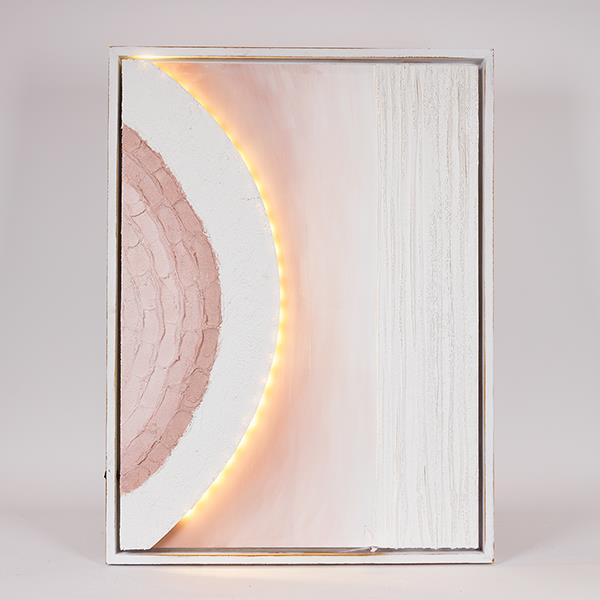 ΠΙΝΑΚΑΣ ΚΑΜΒΑΣ ΜΕ LED LIGHT ΑΝΑΓΛΥΦΟΣ ΜΠΕΖ - ΛΕΥΚΟΣ 60x5x80cm