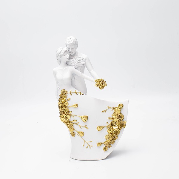 ΖΕΥΓΑΡΙ ΠΟΛΥΡΕΖΙΝ ΛΕΥΚΟ - ΧΡΥΣΟ 12x5.5x20.5cm