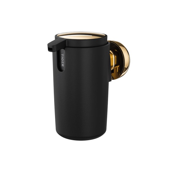 Tiger Cooper Δοχείο Κρεμοσάπουνου Επιτοίχιο 175 ml Black / Polished gold 800564