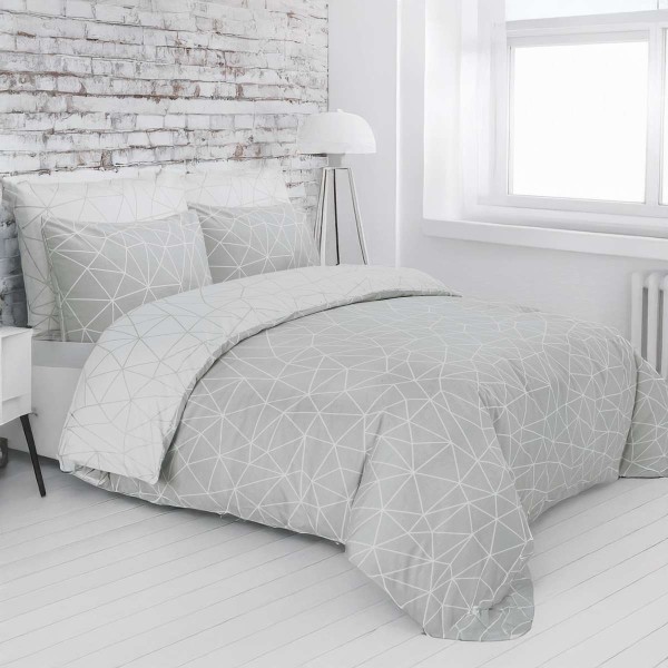 Σετ Παπλωματοθήκη Υπέρδιπλη Mila Grey 3Τμχ 230X240 Espree